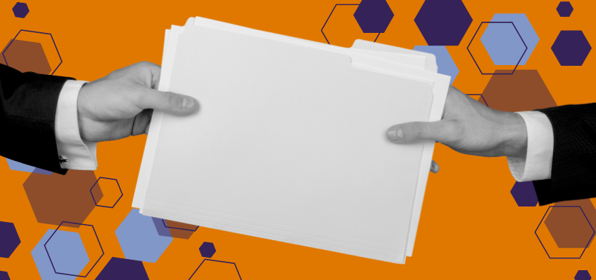 Two hands exchanging documents symbolize what home health and hospice agency owners need to know about Medicare Additional Documentation Requests (ADRs).