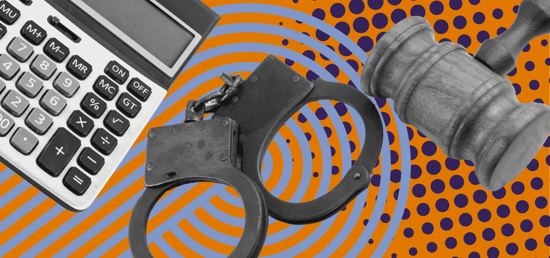 An image of a calculator and a gavel symbolizes how CMS & the DOJ will be using Ai to prevent Medicare fraud.