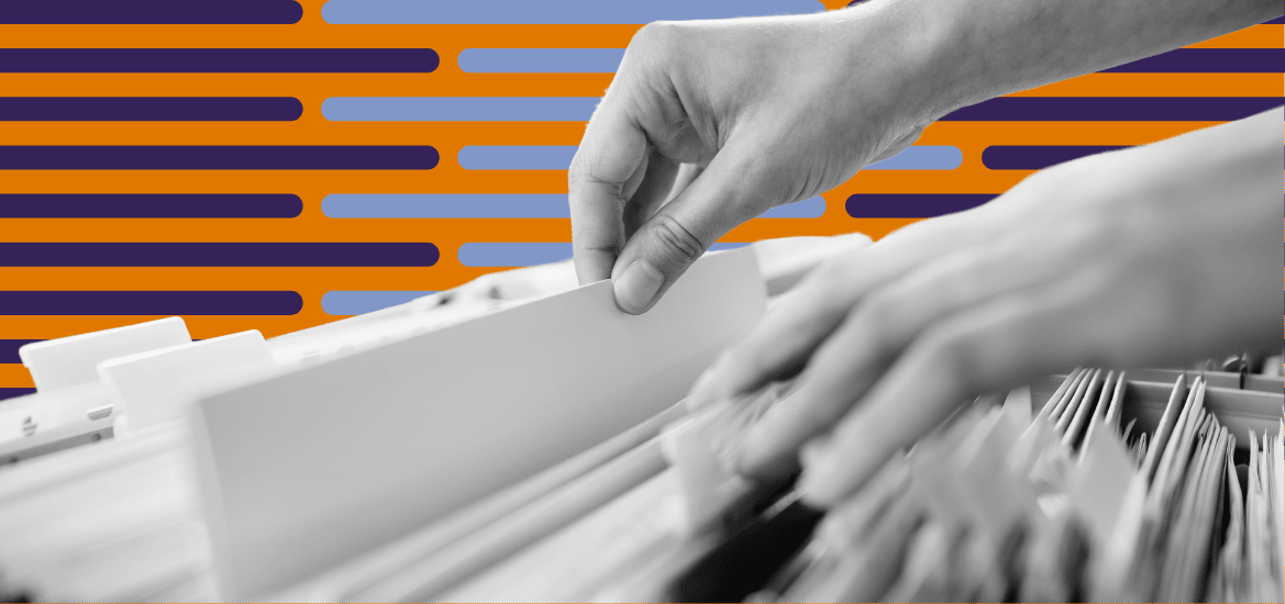 A person review files symbolizes what home health and hospice agencies can expect during their focus survey.